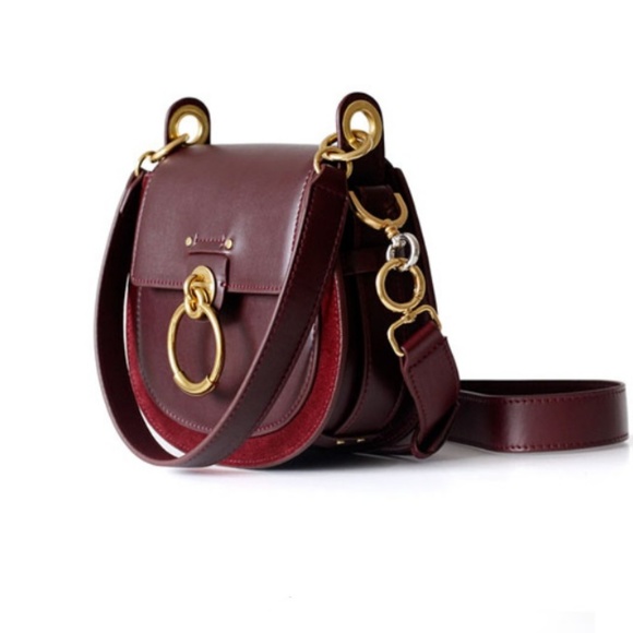 Designer LEATHER Maroon Ring Saddle Bag Clutch - Picture 4 of 8